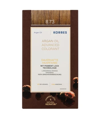 KORRES Arganolie Geavanceerde Haarkleuring / Golden Caramel 8.73 Haarkleur 1 st
