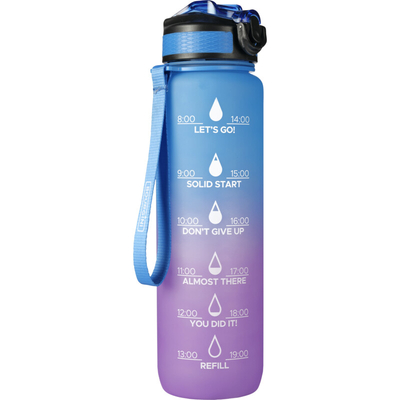 Bourgini Waterfles gradient paars 1 liter Bewaardozen, lunchtrommel, bidons per stuk