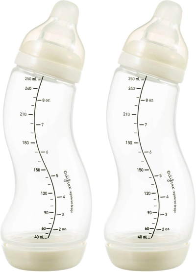 Difrax Natural S-Babyfles - 250 ml - Crème - 2 Stuks - Anti Colic