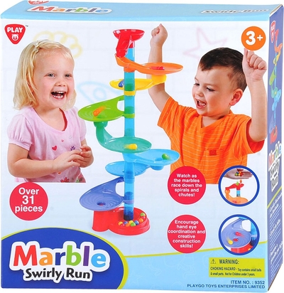 Play knikkerbaan speelgoed met ronde platformen - 31-delig - kleurrijk.