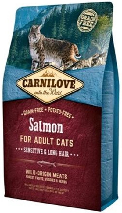 Carnilove Zalm Sensitive & Long Hair 2kg kattenbrokken