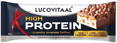Lucovitaal Protein High Reep Crunchy Amandel Toffee 1 stuk