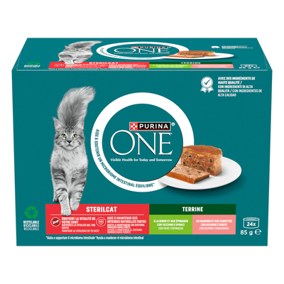 24x85g Mixpack Purina One Sterilcat Terrine natvoer voor katten - natvoer katten