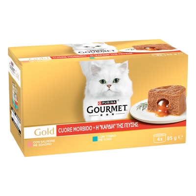 16x85g Mixpakket Vis (2 soorten) Gourmet Gold Smeltende Kern Natvoer voor katten - natvoer katten