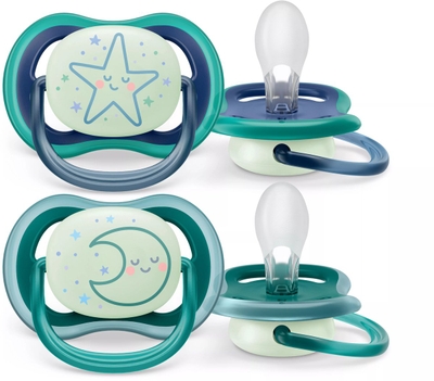 Philips Avent fopspenen Ultra Air Night - 6-18 maanden - Jongen - 2 stuks - Gloeien in het donker - BPA-vrij