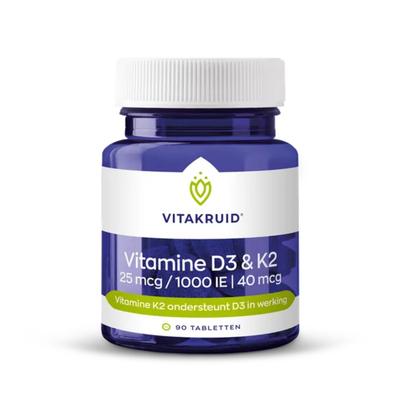 2x Vitakruid Vitamine D3 K2 90 tabletten