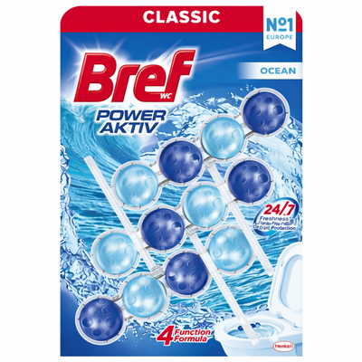 9x Bref Toiletblok Active Bleu Ocean 3 stuks