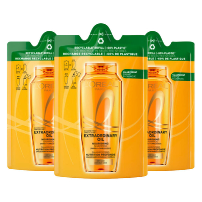 3x L'Oréal Elvive Extraordinary Oil Shampoo Refill 250 ml