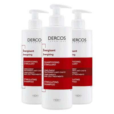 3x Vichy Dercos Energising Shampoo 400 ml