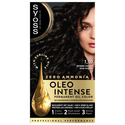 3x Syoss Oleo Intense Haarverf 1-10 Intens Zwart