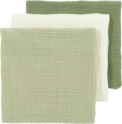 Meyco pre-washed hydrofiele doek - set van 3 natural/soft olive/olive green
