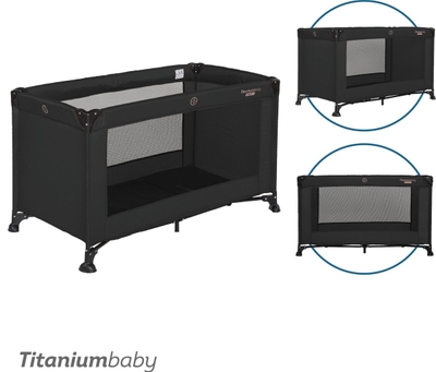 Titaniumbaby Campingbed SMART Jordan 60x120 cm Black inclusief Draagtas
