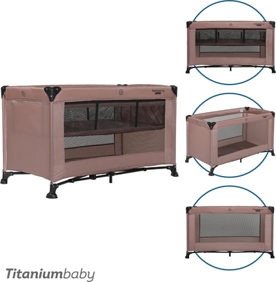 Titaniumbaby Campingbed SMART Jordan met verhoger 60x120 Taupe inclusief draagtas