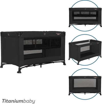 Titaniumbaby Campingbed SMART Jordan met verhoger 60x120 cm Black inclusief draagtas