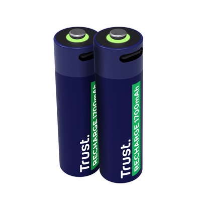 Trust Via USB-C oplaadbare AA-batterijen (2 stuks) Batterij Blauw