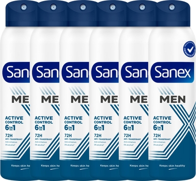 Sanex Men Active Control 72H Anti-Transpirant Deodorant Spray 6 x 150ml