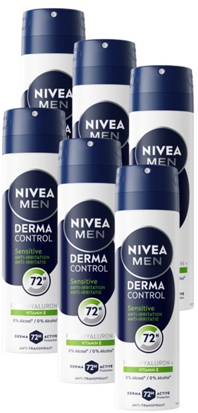 NIVEA MEN Derma Control Sensitive Anti-Transpirant Deo Roller - Deodorant - 72u Bescherming  6 x 150ml