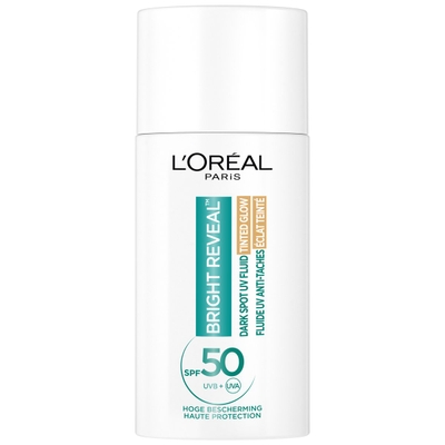 L'Oréal Paris Bright Reveal Daily UV Fluid Tinted Glow met SPF 50+ - daycream - voor een stralende egale teint - vermindert en corrigeert pigmentvlekken - 50ml