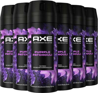 AXE Fine Fragrance Collection Premium Deodorant Bodyspray - Purple Patchouli - met de geur van patchoeli, citrusvruchten en eikenhout - 6 x 150 ml