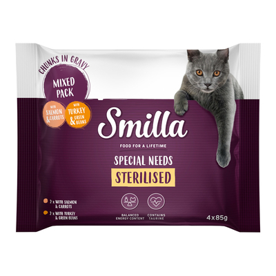 Smilla Sterilised Hapjes met Groenten  12 x 85 g - Probiermix (4 x 85 g) - natvoer katten