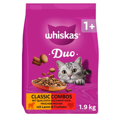 1.9kg Whiskas 1+ Duo Classic Combos Lam & Kalkoen droogvoer voor katten - kattenbrokken