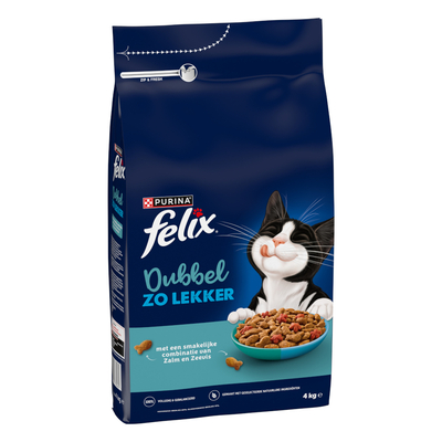 2x4kg Felix Dubbel lekker zalm & zeevis kattenvoer droog - kattenbrokken