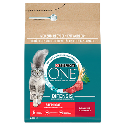 2 x 2.8 kg Purina ONE droogvoer - SterilCat Rund (2 x 2.8 kg) - kattenbrokken