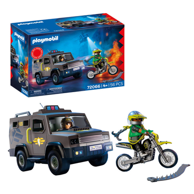 PLAYMOBIL City Action SWAT-voertuig | Met politieagent, criminele motor en spijkerband | Kinderspeelgoed voor kinderen vanaf 4 jaar | 72066