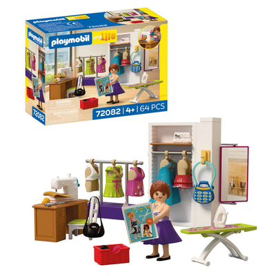 PLAYMOBIL MyLife Modeontwerper | Naaistudio met naaimachine en 6 outfits | Stimuleert creativiteit | Kinderspeelgoed voor kinderen vanaf 4 jaar | 72082