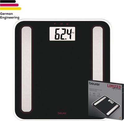 Beurer BF 183 Limited Edition 25 Personenweegschaal digitaal - Lichaamsanalyse – Zwart – XL-display – BMI, visceraal vet & metabolische leeftijd – 10 Gebruikersprofielen – 180 kg draagvermogen - 5 Jaar Garantie