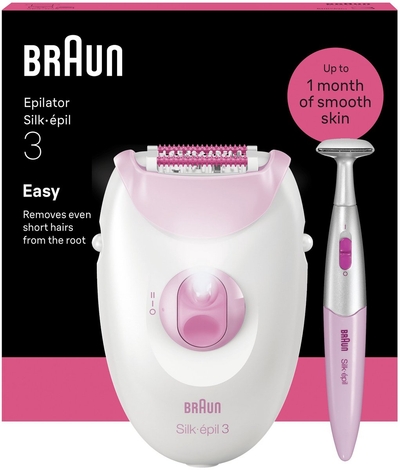 Braun Silk·épil 3 - Snoergebonden Epilator - 3-202 - Langdurig Gladde Huid - Inclusief Bikini Trimmer - Roze