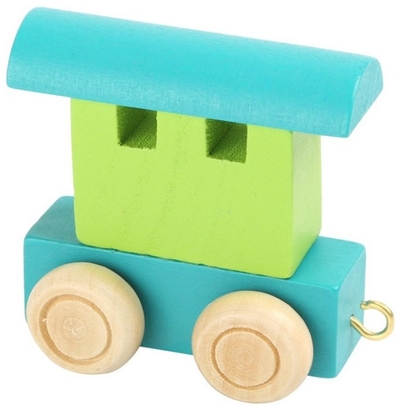 Small Foot - Houten Lettertrein Wagon Groen - 12 stuks