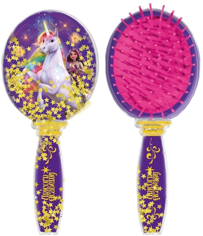 Totum Unicorn Academy haarborstel met bewegende glitters - haaraccessoires - kids beauty rollenspel speelgoed meisjes vanaf 3 jaar