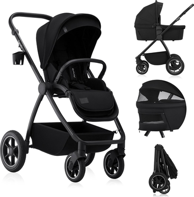 Lionelo Meril 2in1 Kinderwagen - Buggy- XL Reiswieg & Wandelwagen - All-Terrain Wielen - UPF50+ - Compleet Accessoireset
