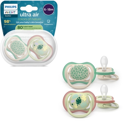 Philips Avent Ultra Air – Ademend en lichtgewicht fopspeen (6-18 mnd) – 2 stuks - SCF087/17