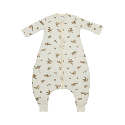 Meyco gevoerde winter slaapoverall jumper Robin Babyslaapzak Ecru Dierenprint 92 cm