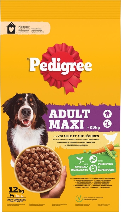 Pedigree Hondenbrokken - Adult Maxi Droogvoer - Gevogelte en Groenten - 12kg hondenbrokken