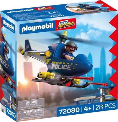 PLAYMOBIL City Action Politiehelikopter | Met politieagent, draaiende rotors en schietfunctie | Eindeloos speelplezier | Kinderspeelgoed voor kinderen vanaf 4 jaar | 72080