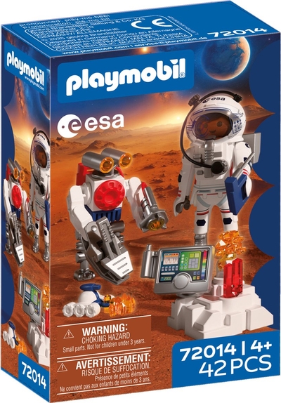 PLAYMOBIL Ruimte ESA Astronaut met Robot | Met Mars Crawler, Analysestation & 3 Steenmonsters | Ruimteverkenning | Hoogwaardige Speelgoedset | Leuk voor kinderen vanaf 4 jaar | 72014