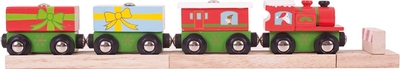 BIGJIGS Houten Kerst Trein - Kersttrein met locomotief en 3 wagonnetjes