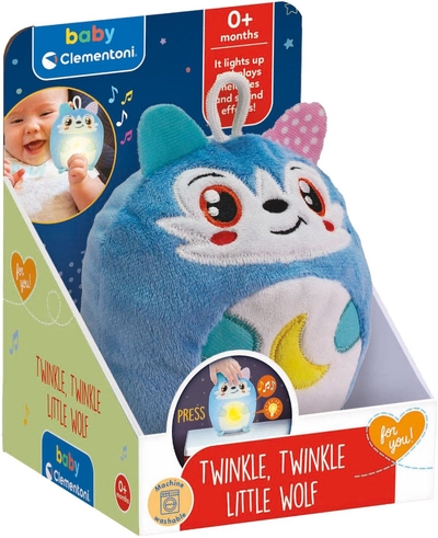 Clementoni - Baby knuffel en nachtlampje - Twinkle Twinkle - Klein Wolfje - vanaf 0 jaar