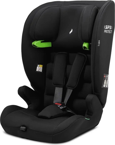 Osann Lupo autostoel - i-Size - Lengte kind 76-150 cm - Leeftijd kind ong. 1-12 jaar - autogordel bevestiging - inclusief 5-punts tuigje - Extra zijwaartse bescherming - traagschuim - Goede autogordelgeleiding - zwart