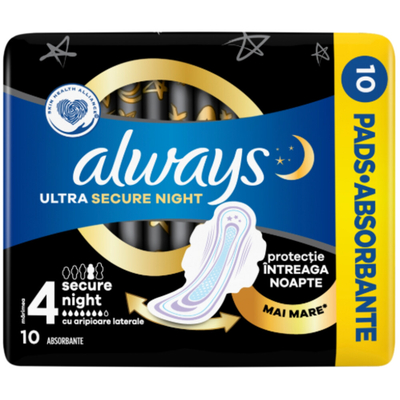 Always Maandverband Ultra Secure 4 Nacht 10 stuks