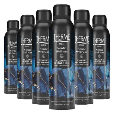 6x Therme Men Nordic Wellness Foaming Shower Gel 200 ml