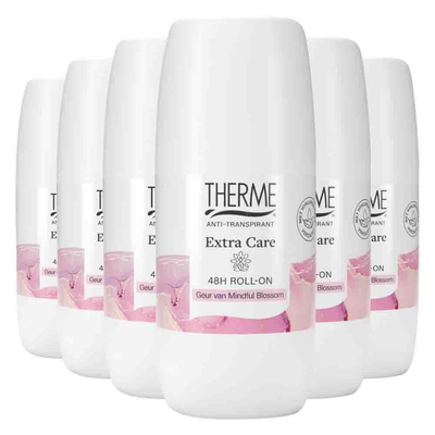 6x Therme Deodorant Roll On Extra Care Mindful Blossom 60 ml