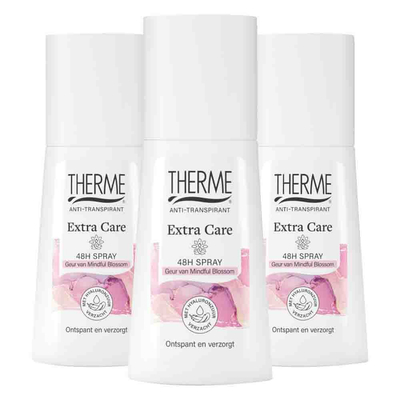 3x Therme Deodorant Spray Extra Care Mindful Blossom 75 ml