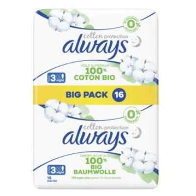 Always Maandverband Cotton Protection 3 Nacht 16 stuks