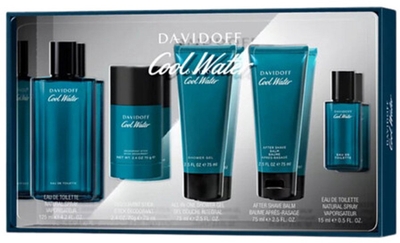 Davidoff Cool Water Set Includes 125ml Edt Spray 75ml Shower Gel 75ml After Shave Lotion 75ml Deo Stick And 15ml Edt Spray