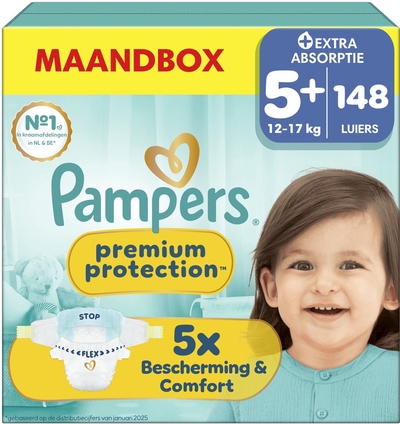 Pampers Premium Protection  luiers maat 5 plus - 148 stuks