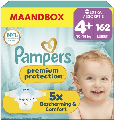 Pampers Premium Protection  luiers maat 4 plus - 162 stuks